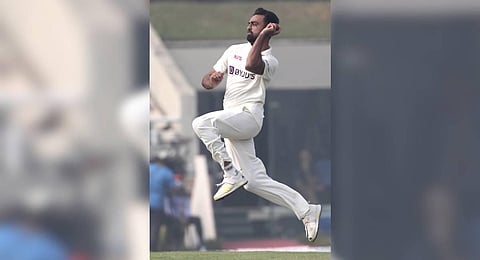 India's Jaydev Unadkat bowls on the day one of the second test cricket match between Bangladesh and India in Dhaka (AP)