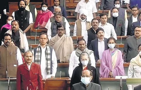 Parliamentarians in the Lok Sabha on Friday. (Photo | PTI)