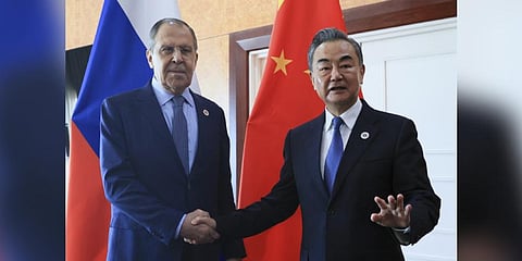 Russian Foreign Minister Sergey Lavrov, left, and Chinese Foreign Minister Wang Yi.(File Photo | AP)
