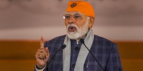 Prime Minister Narendra Modi speaks during 'Veer Baal Diwas' programme in New Delhi,  Dec. 26, 2022. (Photo | PTI)