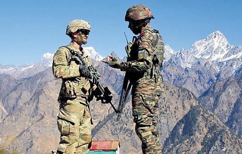 Indian and US troops honing skills in Auli, Uttarakhand. (Photo | Indian Army)