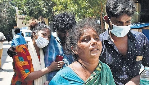 Usharani, mother of Rajasekar, in front of Govt Stanley Hospital | file pictur