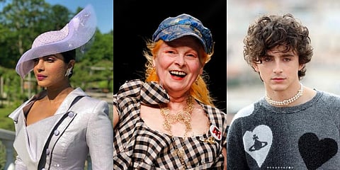British fashion designer Vivienne Westwood, who melded music and fashion together to help define punk and brought rebellious politics to the catwalk, died on Thursday aged 81. Here are some of her iconic looks worn by popular faces in the industry.