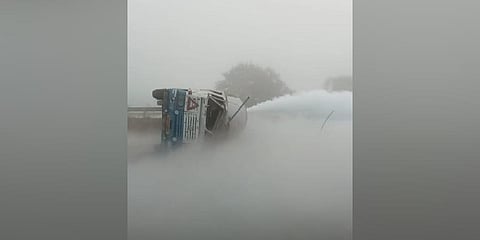 LPG gas tanker overturned on NH -16 in Odisha