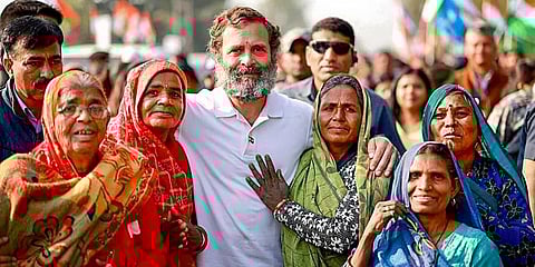 Congress leader Rahul Gandhi with supporters during the party's 'Bharat Jodo Yatra. (Photo |PTI)