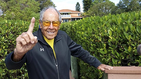 Tennis coach Nick Bollettieri gestures outside his home Thursday in Bradenton, Florida, Jan. 7, 2021. (File Photo | AP)
