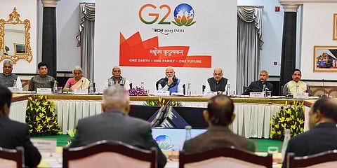 Prime Minister Narendra Modi attends the all-party meeting on G20 summit, in New Delhi, Dec. 5, 2022. (PTI Photo)