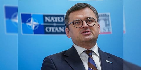 Ukraine's Foreign minister Dmytro Kuleba addresses the press during a meeting of NATO Foreign Ministers on November 29, 2022 in Romania. (File Photo | AFP)