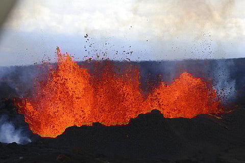Mauna Loa, the world's largest active volcano erupted on November 28 for the first time in 38 years. In written history, dating to 1843, it's erupted 33 times. The eruption began on Sunday night at its summit after a series of large earthquakes. It then spread to vents that formed in a rift zone where the mountain is splitting apart and it’s easier for magma to emerge. The Mauna Loa volcano is seen erupting from vents on the Northeast Rift Zone on the Big Island of Hawaii. (Photo | AP)