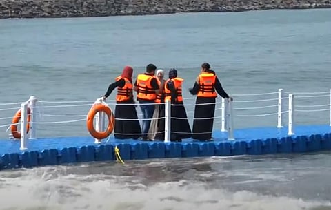 Floating sea bridge in Kozhikode's Beypore beach (Photo | ANI Video)