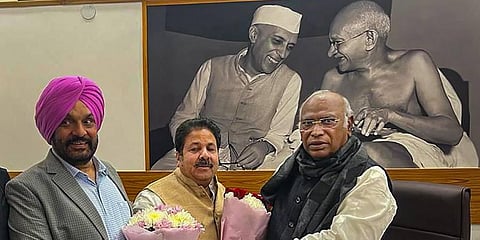 Congress President Mallikarjun Kharge on party's win Himachal Pradesh Assembly polls, in New Delhi. (Photo | PTI)