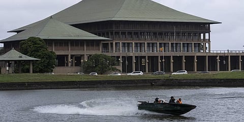 Army soldiers patrol outside the Parliament building in Colombo, Sri Lanka on July 20, 2022. Sri Lanka's Parliament approved a budget. (Photo | AP)