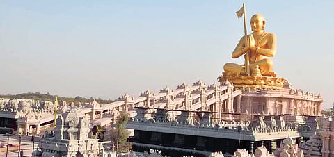A view of Statue of Equality at Sri Ramanujacharya memorial at Chinna Jeeyar Swamy’s ashram in Muchintal, Shamshabad. (File photo)