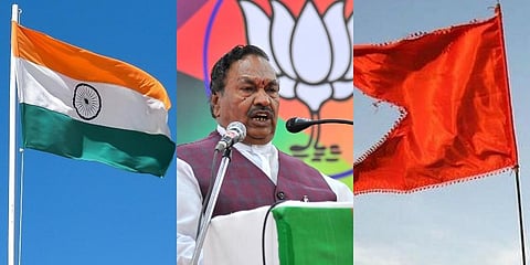Karnataka Minister KS Eshwarappa claimed saffron flag, may become the national flag sometime in the future. (Photo | EPS and PTI)