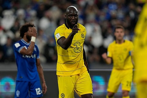 Chelsea's Romelu Lukaku celebrates after a goal during the Club World Cup semifinal soccer match between Al Hilal and Chelsea in Abu Dhabi, United Arab Emirate. ( Photo | AP)