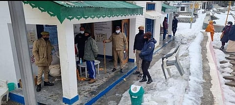 Voting continues smoothly at highest polling booth in Gangotri state assembly constituency of Uttarakhand. (Photo | EPS)