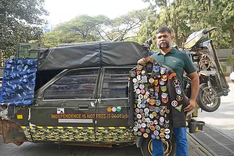 Umesh Gopinath Jadhav is in Bengaluru after completing his journey of 1.15 lakh km by road and meeting families of 144 martyrs  | Ashishkrishna HP