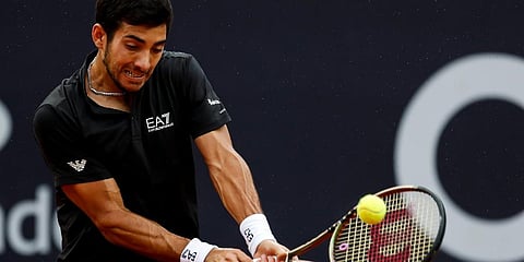 Cristian Garín of Chile returns the ball to Federico Coria of Argentina during a match of the Rio Open Tennis tournament in Rio de Janeiro, Brazil, Tuesday, Feb. 15, 2022. (Photo | AP)