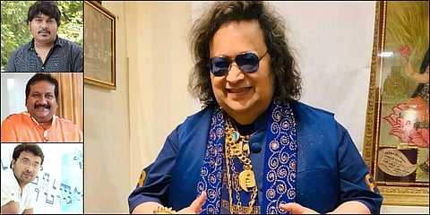 (Clockwise from Right) Late disco king Bappi Lahiri and Telugu music artists Sai Krishna, Mano and Sai Kartheek. (Photo| Cinema Express)