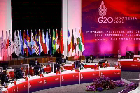 Delegates convene during the opening ceremony of the G20 Finance Ministers and Central Bank Governors Meeting in Jakarta, Indonesia.  ( Photo | AP)