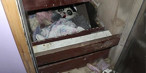 This photo provided by NY Police Dept, shows where a young Paisley Shultis, reported missing in 2019, was found hidden under a staircase by officers searching a home in Hudson Valley. (Photo | AP)