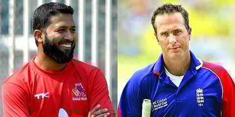 Former Indian batter Wasim Jaffer (L) and former England skipper Michael Vaughan (Photo | EPS and AFP)