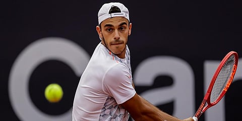 Francisco Cerundolo returns the ball to Roberto Carballes Baena during a match of the Rio Open Tennis tournament in Rio de Janeiro, Brazil. (Photo | AP)