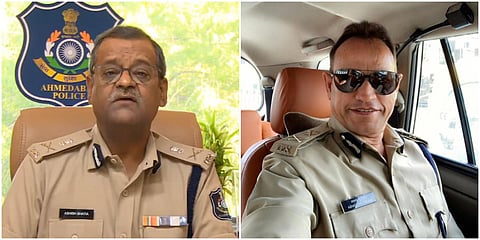 Gujarat DGP Ashish Bhatia (L) and IG Abhay Chudasama (Photo| Twitter)