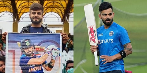 A Pakistan cricket fan hasd a special request for Indian batter Virat Kohli. (Photo | Twitter and AP)
