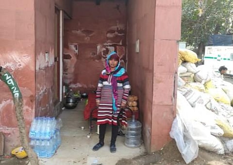 Malti Devi is a vendor at the Vista Project site (Photo | Express)