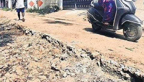 The worn-out cement road in Porur was worsened by water line works | Martin Louis