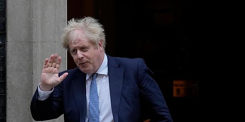 Britain's Prime Minister Boris Johnson leaves 10 Downing Street for the House of Commons for his weekly Prime Minister's Questions in London, Wednesday, Feb. 2, 2022. (Photo | AP)