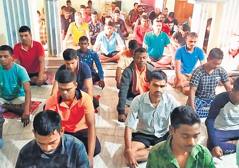 Youths attend a meditation session at the deaddiction centre, as part of DREAMS in Bhubaneswar  | Express