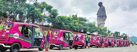 These e-autorickshaws are driven by tribal women from nearby villages. (Photo | EPS)