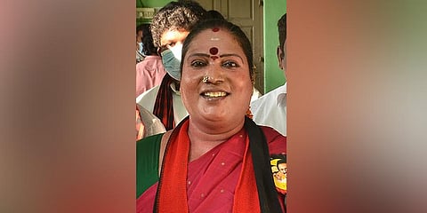 R Ganga has become the first trans person to be elected Corporation councilor in Vellore district. (Photo | Special Arrangement)