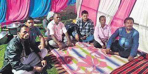 Candidates camping near PP College in Nischintakoili to keep a tab on the strong room. (Photo EPS)