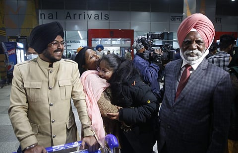 Indian student pursuing higher education in Ukraine after landing at Delhi International Airport. (Photo | Shekhar Yadav, EPS)