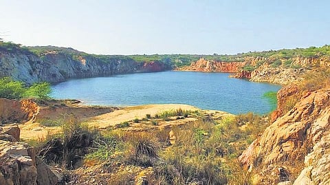 A view of the Asola Bhatti Wildlife Sanctuary in Southern Delhi Ridge of Aravalli hill range