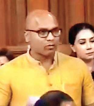 Nizamabad MP D Arvind speaking in the Lok Sabha. (Photo| EPS)