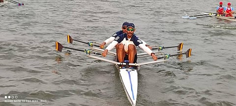 Rowers training at the Upper Lake in Bhopal. (Photo | EPS)