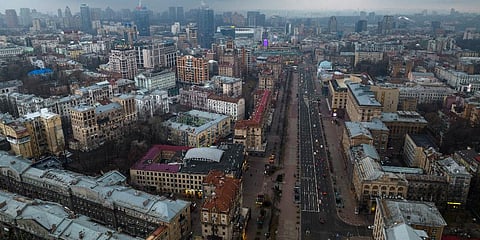 An aerial view of Ukraine's capital city of Kyiv on Thursday. (File photo| AP)