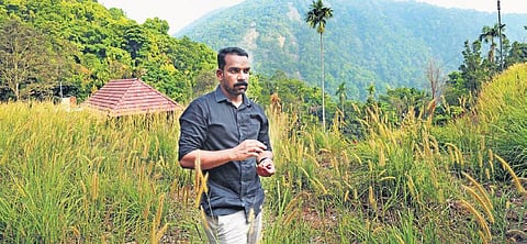 Nusrullah Mambrol at the proposed site for Wuthering Heights near Kozhikode-Wayanad border |  T P Sooraj