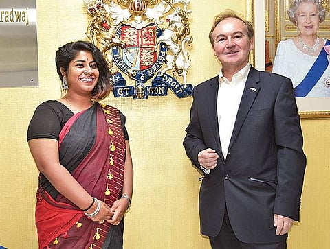 Jeremy Pilmore-Bedford  with Ambalika Banerjee. (Photo  | Nagaraja Gadekal)