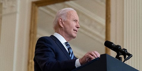 US President Joe Biden speaks about the Russian invasion of Ukraine in the East Room of the White House, Thursday, Feb. 24, 2022, in Washington. (Photo | AP)