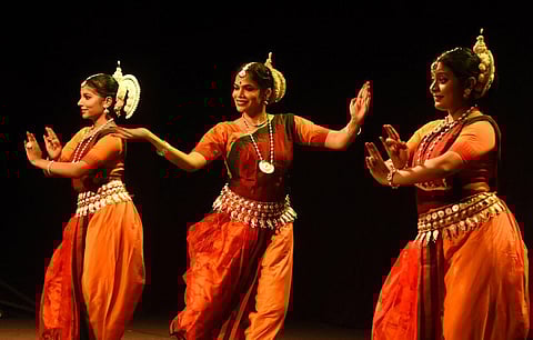 Odissi dancer Madhulitha Mohapatra and party performing at Soorya festival in Thiruvananthapuram. (Photo | BP Deepu, EPS)