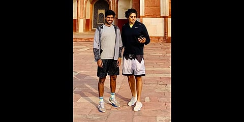 Seema Antil with physio Darshan Shetty