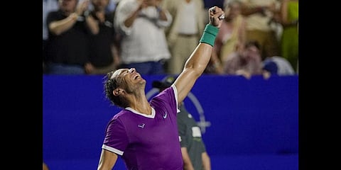 Spain's Rafael Nadal celebrates after defeating Russia's Daniil Medvedev in a semifinal match at the Mexican Open tennis tournament in Acapulco, Mexico.(Photo | AP)