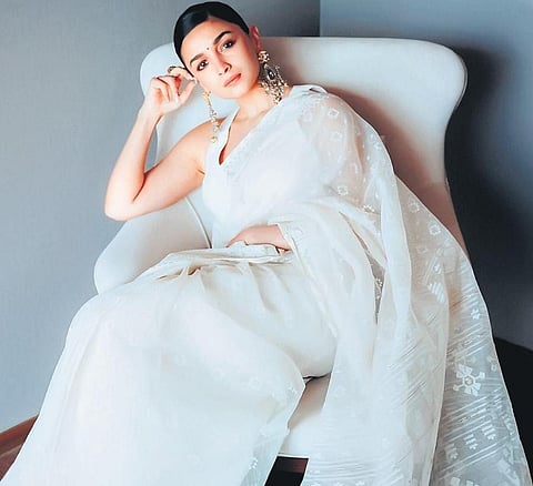 Alia Bhatt wearing Jamdani white saree from city-based handloom boutique Madhurya Creation. (File Photo)