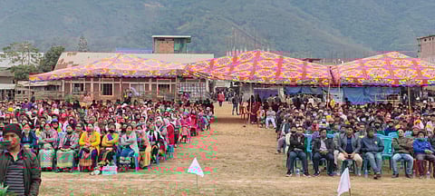 People at a rally of KPA’s Saikul candidate Kimneo Haokip Hangshing at Saikul Bazar. (Photo | EPS)
