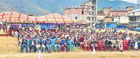 A rally of KPA’s Saikul candidate Kimneo Haokip Hangshing at Saikul Bazar